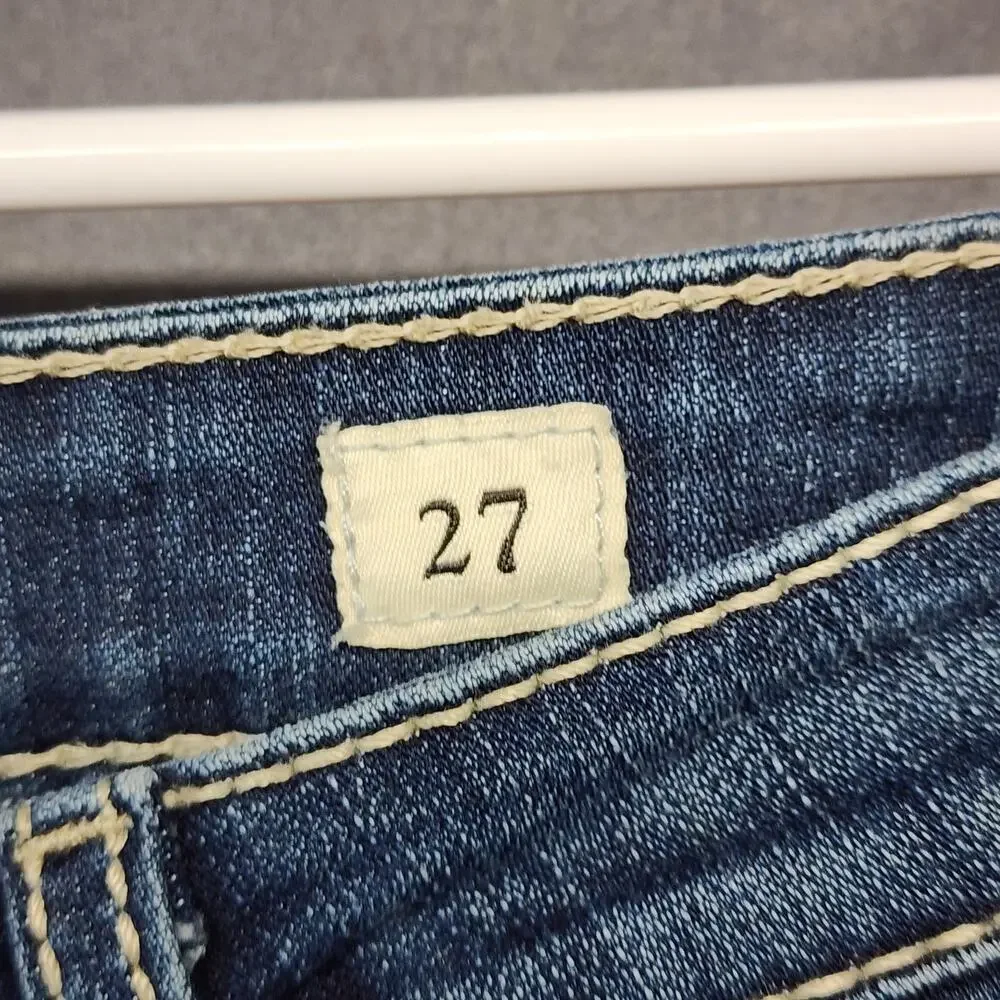 BKE Womens Payton Jeans Size 27 Low Rise Straight Dark Wash Stretch Casual